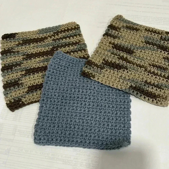 100% Cotton Handmade Washcloths - Set of 3 - Picture 1 of 6